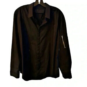 Juun.J Navy Blue Zippered Detail Button Down Shirt - Sz EU 46 US XL